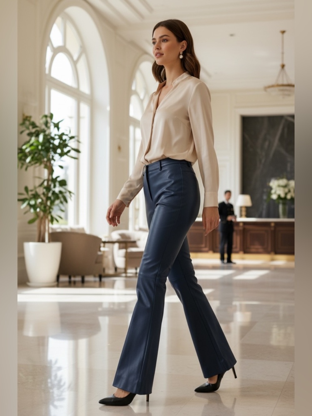 St. John Sport | Midnight Nappa Leather Trousers | Tailored Ankle Crop